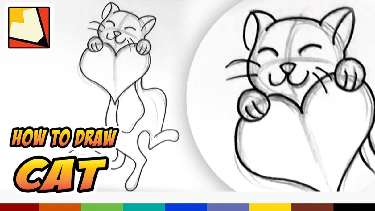 How to Draw a Cat with a Heart - Art for Kids CC