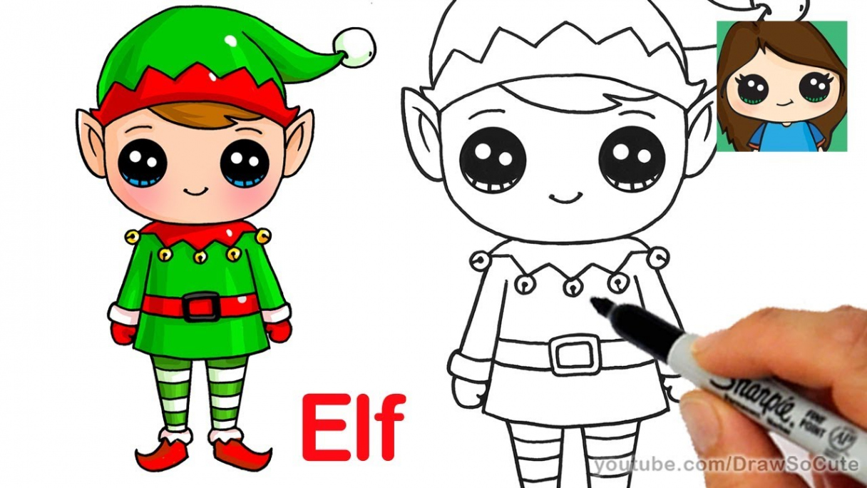 How to Draw a Christmas Elf Easy and Cute