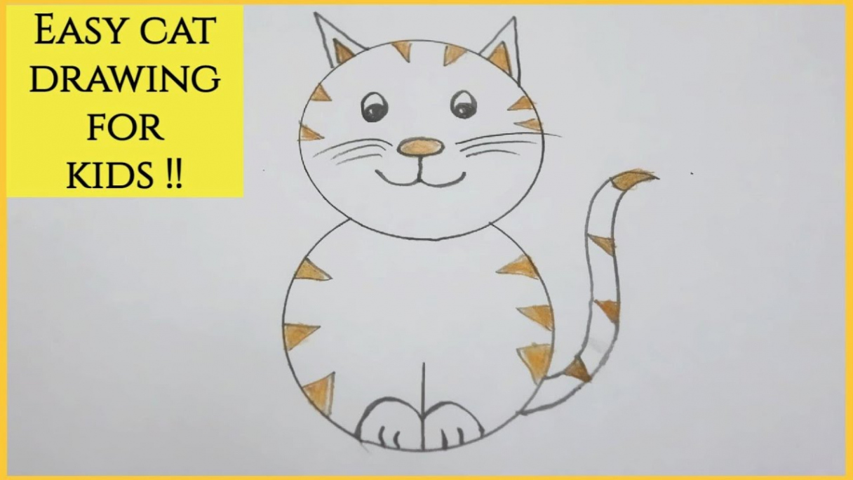 How To Draw A Cute Cat Very Easily !! Cat Drawing For Kids ~ Simple Cat  Drawing ~ Steps / Tutorial