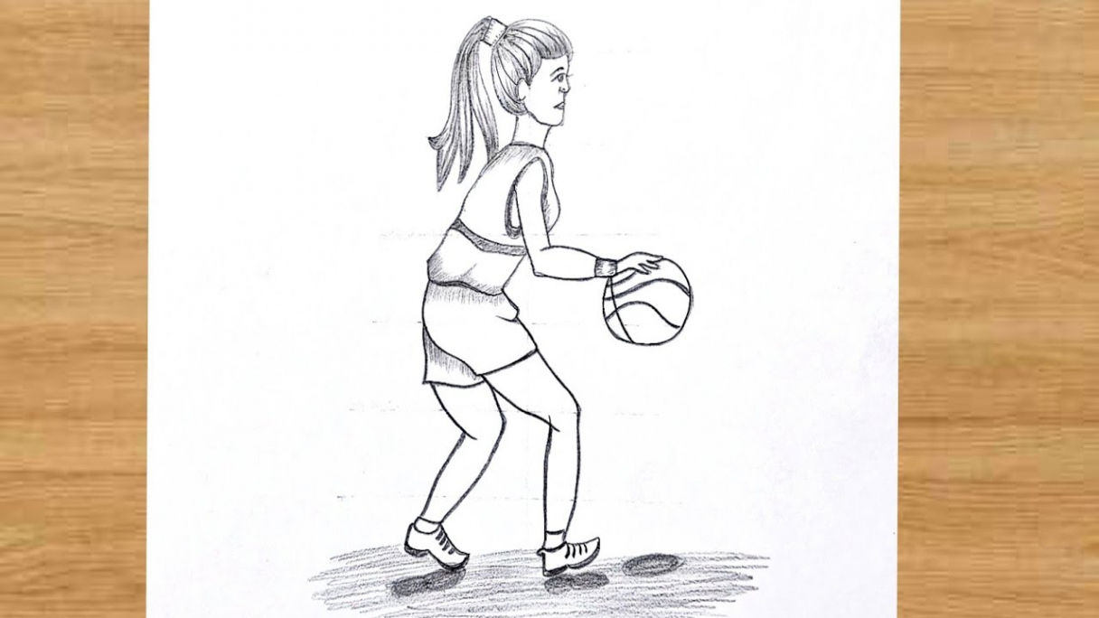 How to draw a girl playing basketball easy  pencil sketch drawing for  beginners