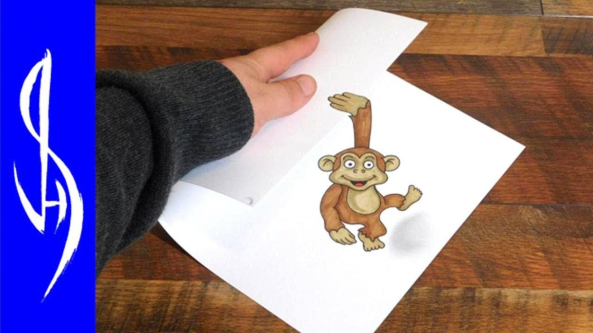 How to Draw a Monkey Dangling Off Edge of Paper - Trick Art