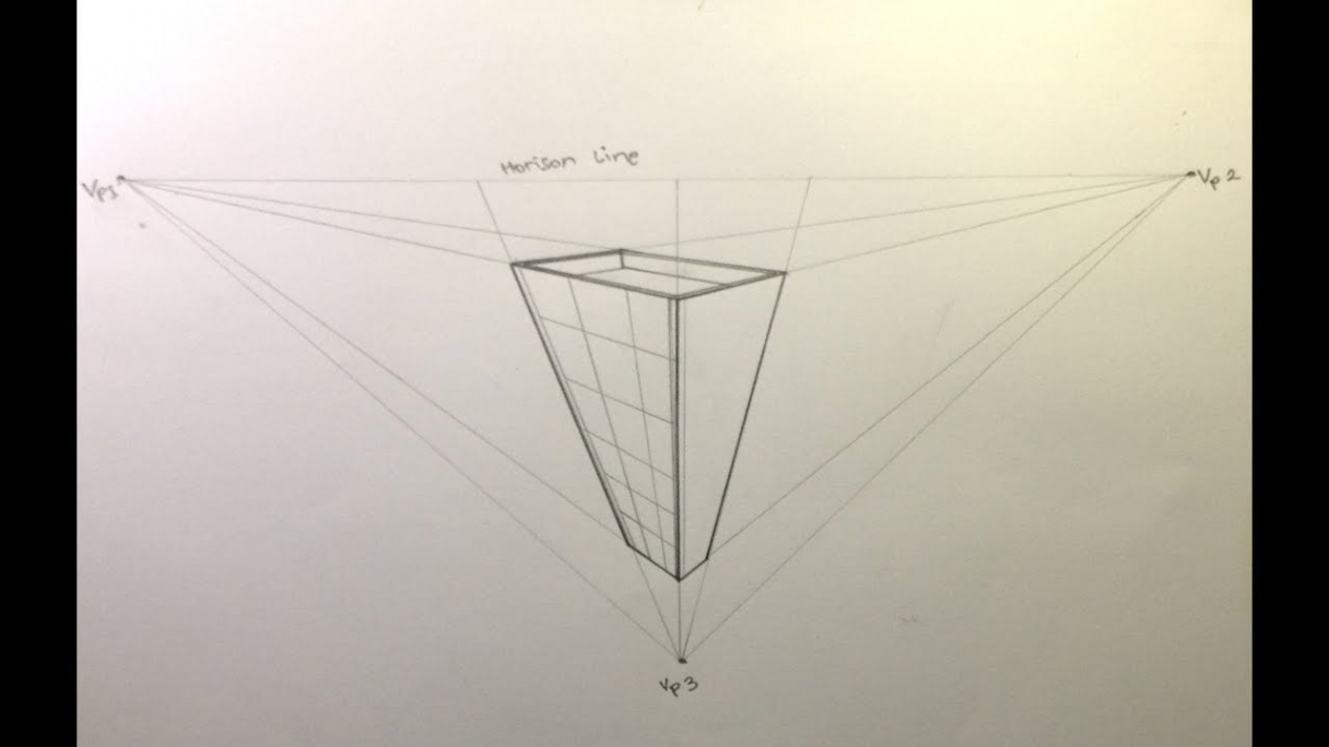 How To Draw Building in  Point Perspective - Bird