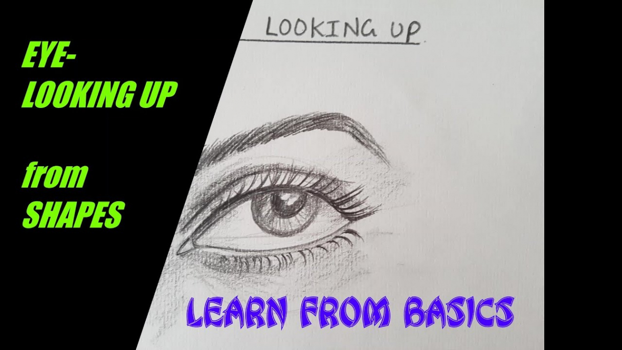 How to draw EYES - LOOKING UP from SHAPES / REALISTIC EYES /very EASY/ Step  by step