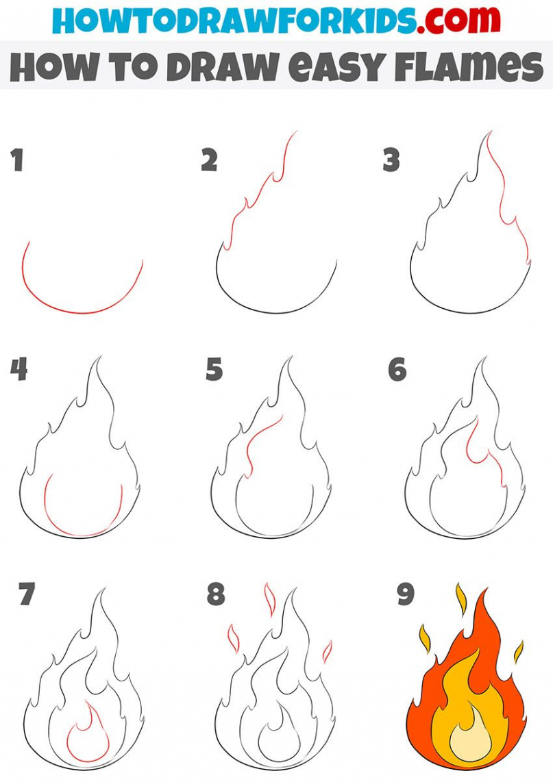 How to Draw Flames  Easy drawings, Drawing flames, Fire drawing