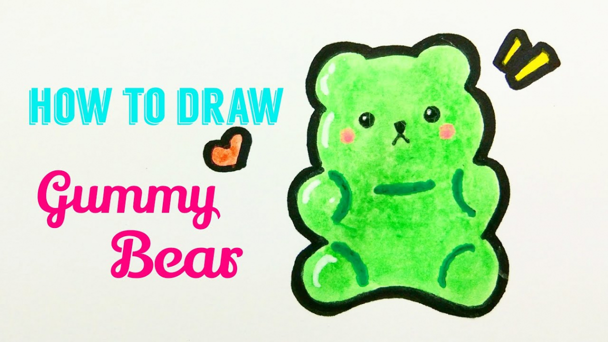 HOW TO DRAW GUMMY BEAR 🐻  Easy & Cute Gummy Bear Drawing Tutorial For  Beginner / Kids