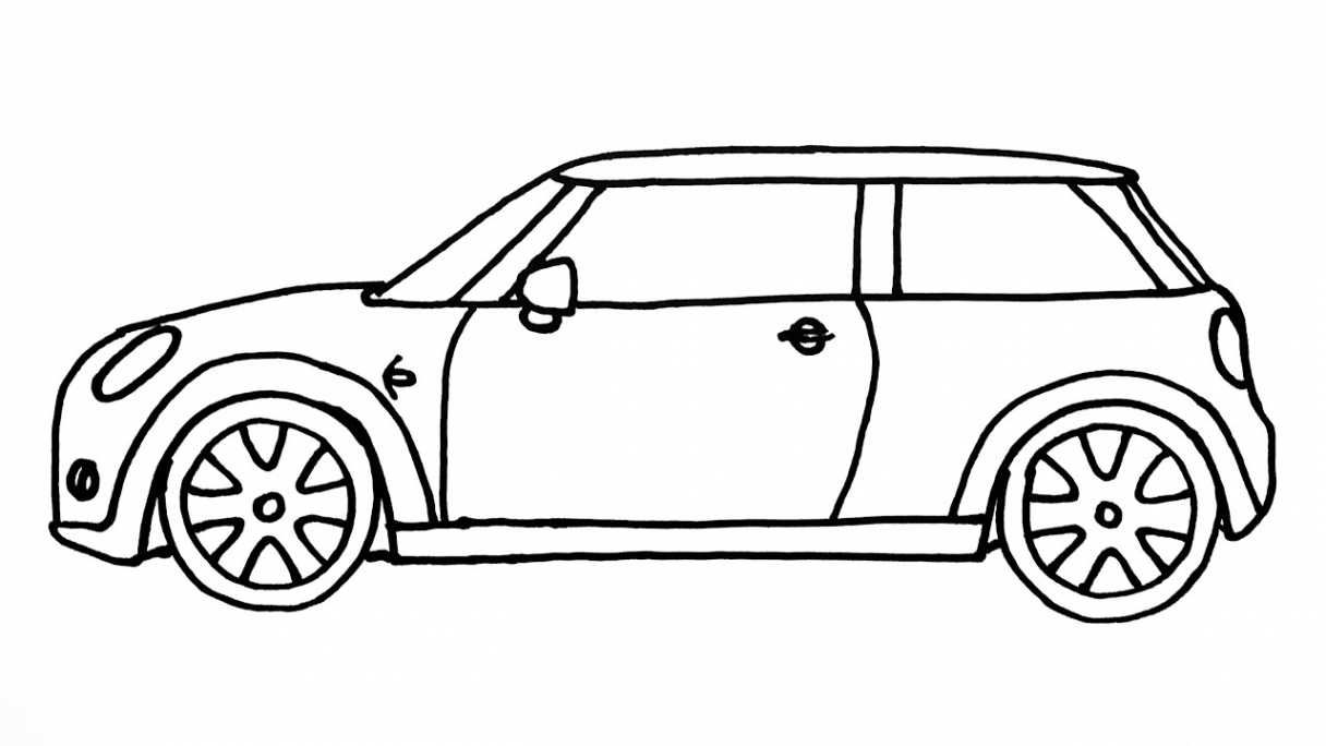 ‏How to Draw Mini Cooper Sports Car - Easy Cars Drawing - Mini Cooper Araba  Çizimi