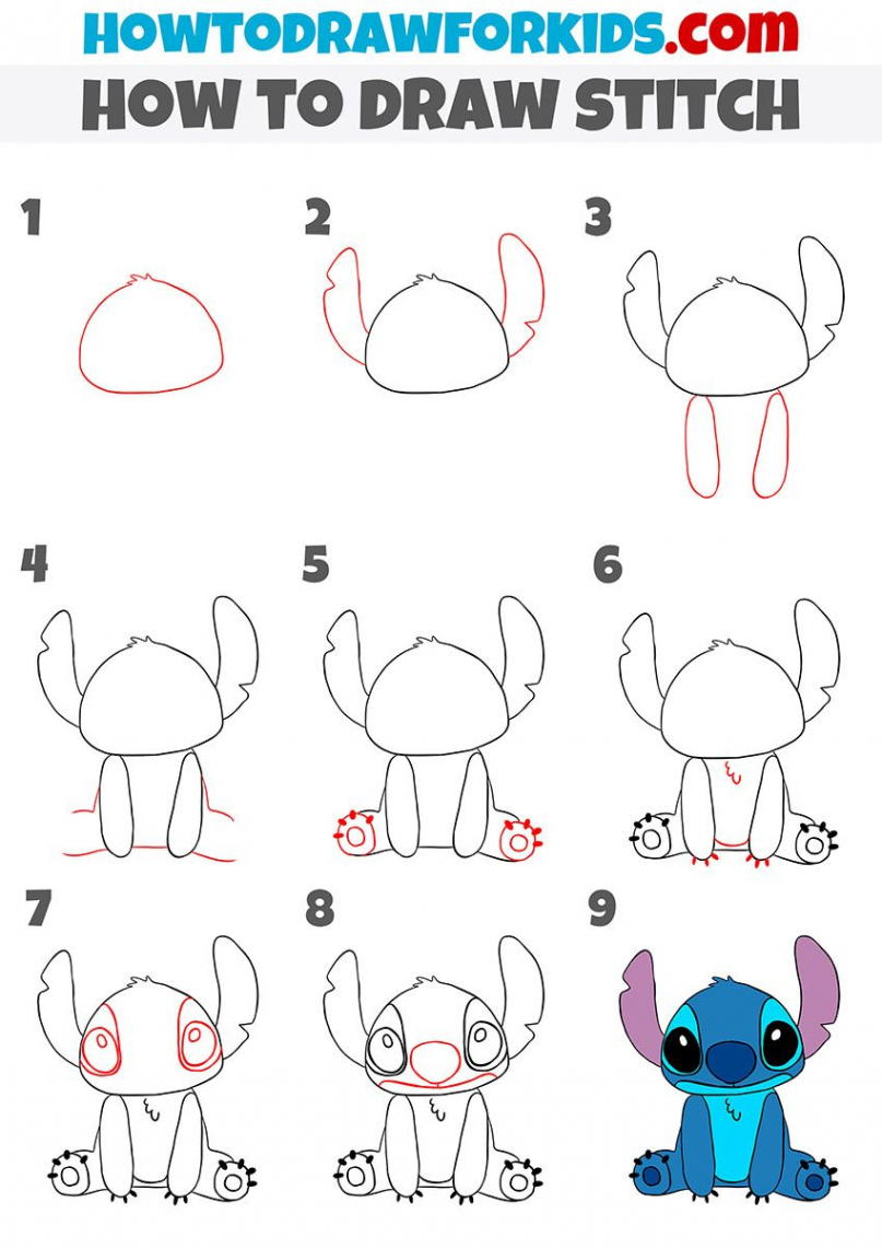 how to draw stitch step by step  Lilo and stitch drawings, Easy