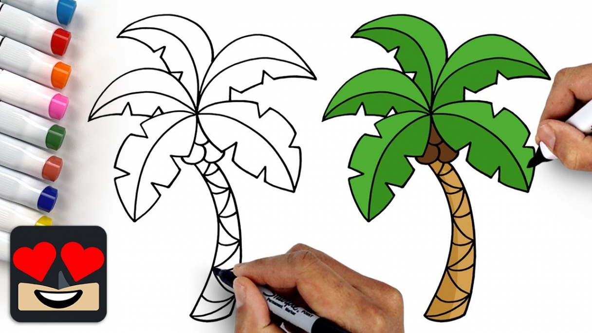 How To Draw Tropical Palm Tree for Beginners