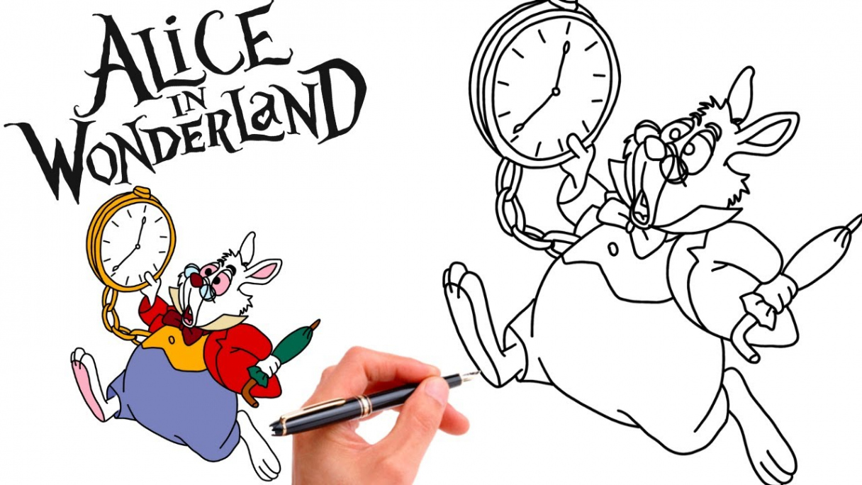 How To Draw WHITE RABBIT // FROM ALICE IN WONDERLAND // Step-By-Step