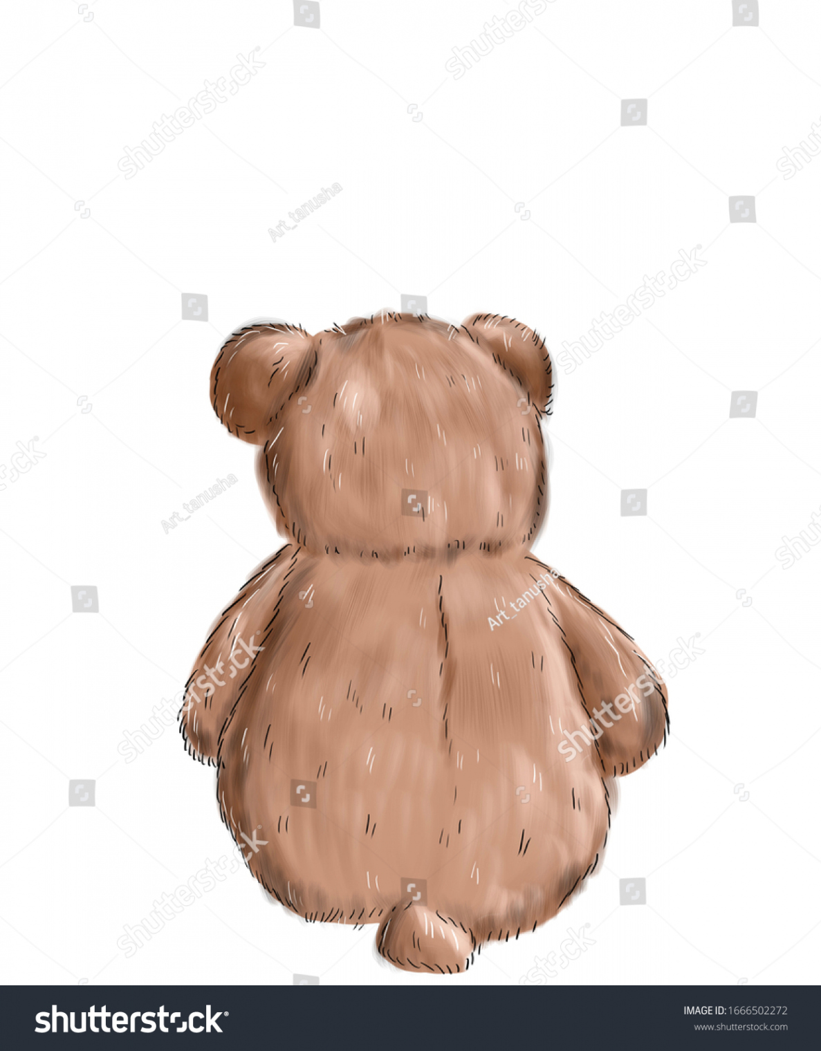 Illustration Teddy Bear View Back Stock Illustration