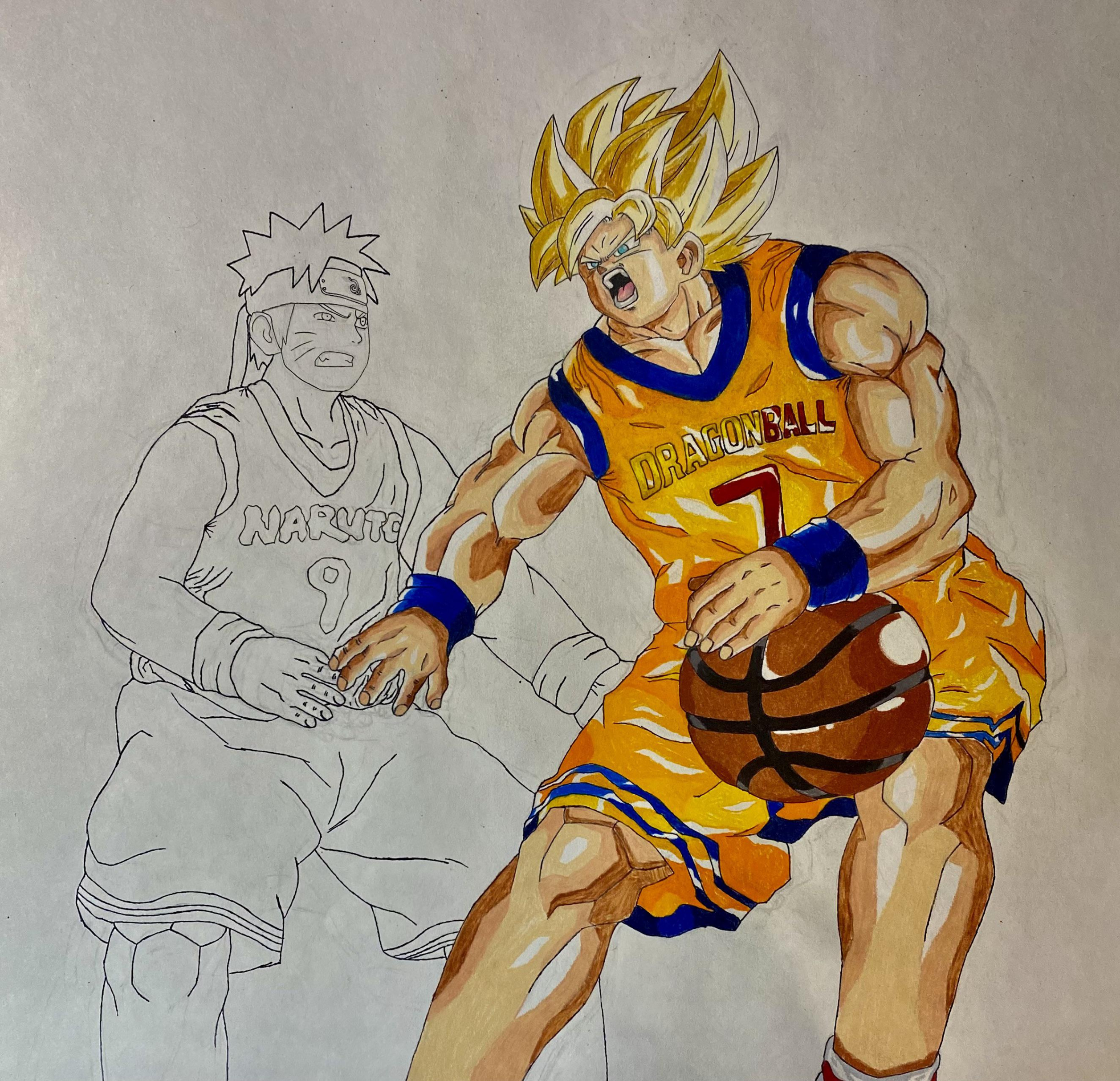 IM % DONE WITH MY GOKU VS NARUTO BASKETBALL DRAWING THOUGHTS