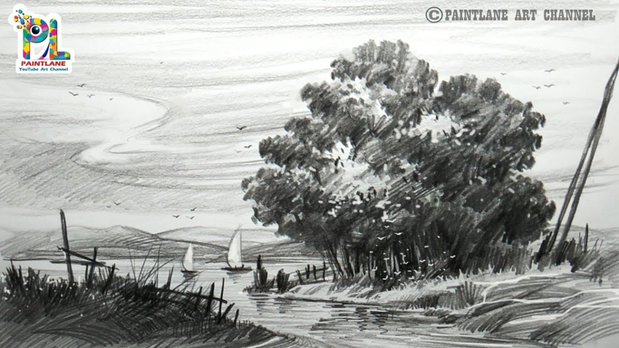 Learn A Landscape Drawing With Very Easy Practice Pencil Strokes  For  Beginners