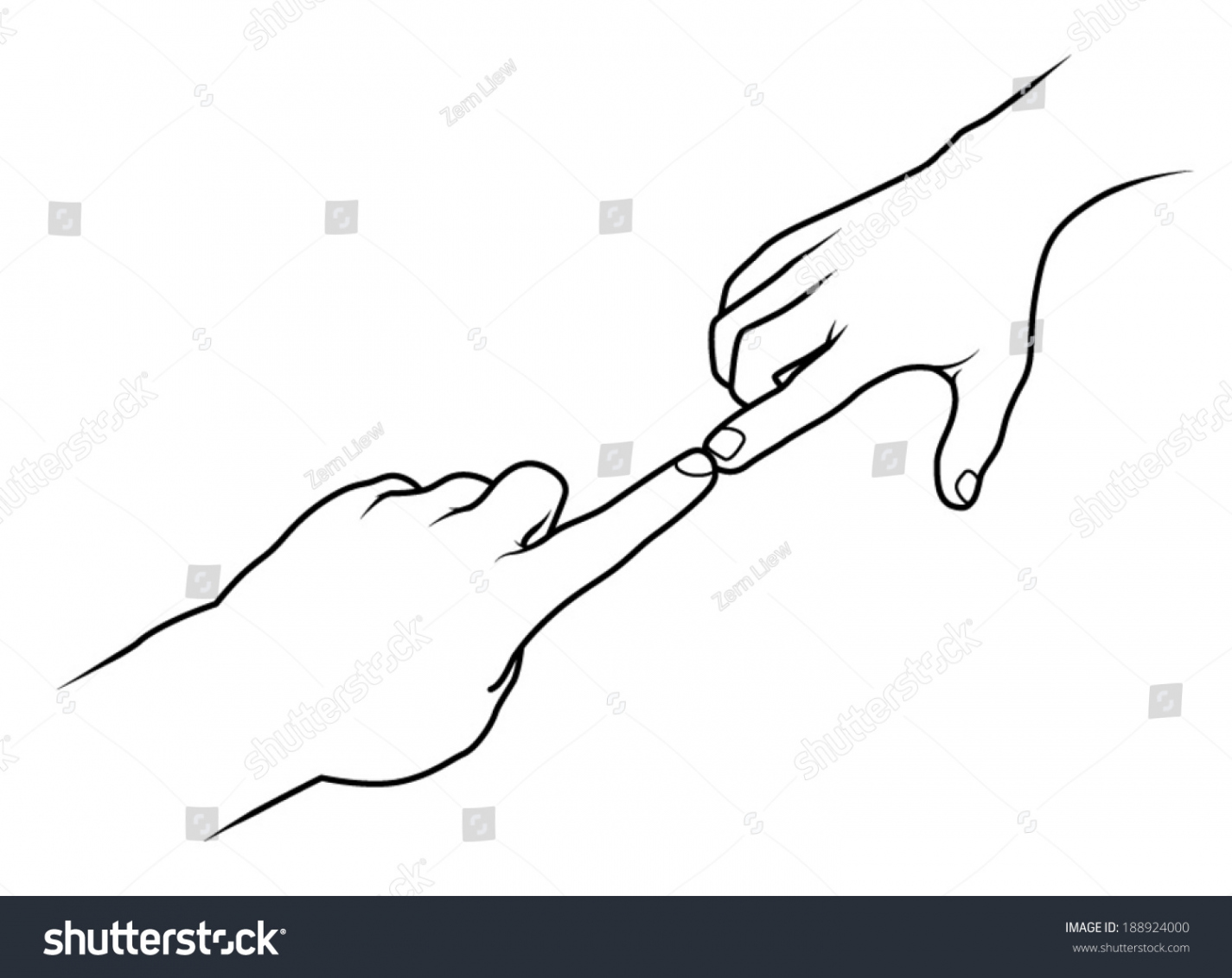 Line Drawing Two Human Male Hands: Stock-Vektorgrafik (Lizenzfrei