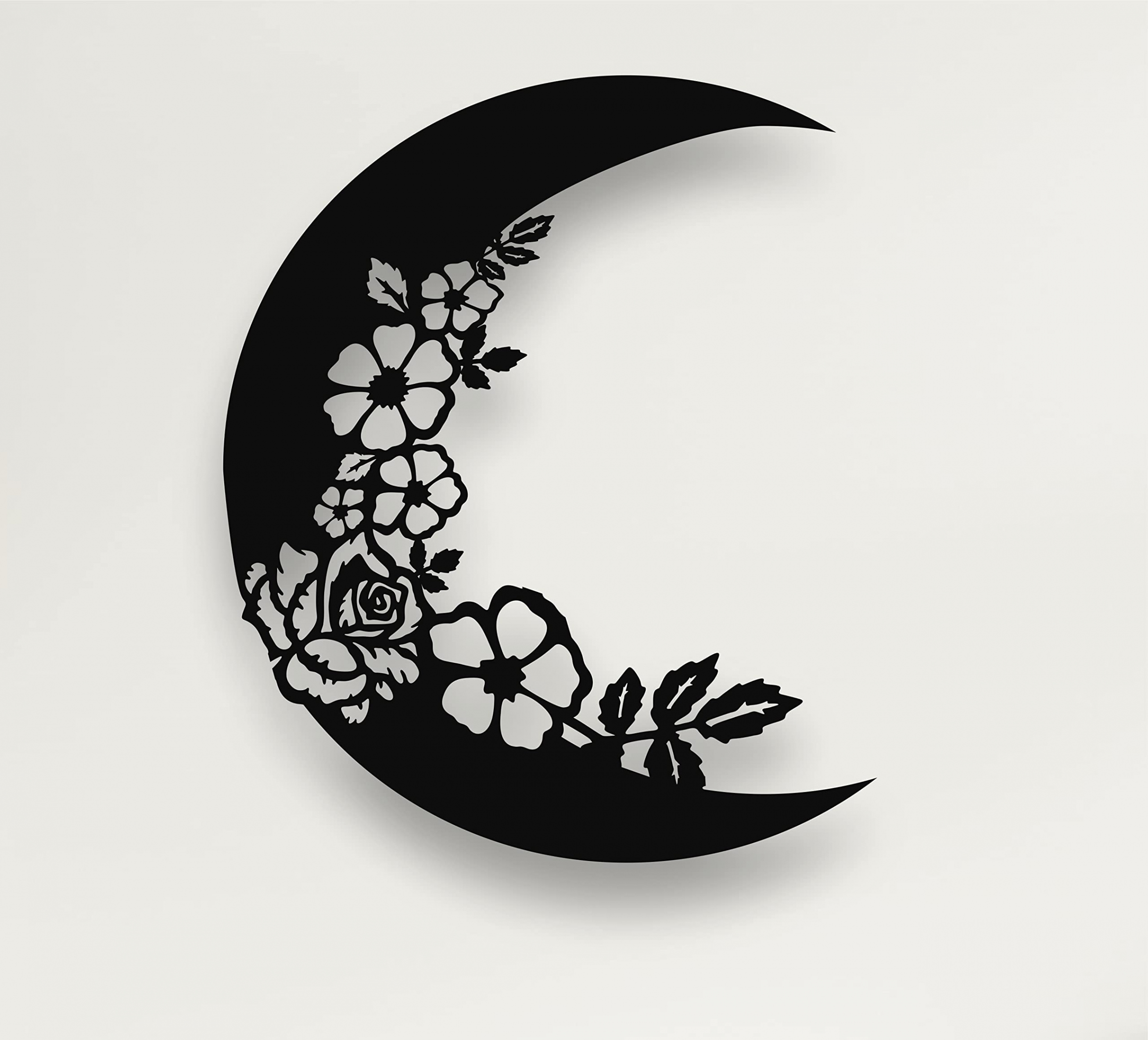 Metal Wall Art Moon Wall Art Wall Art Crescent Moon Flowers Decoration Kids  Room Tapestry for Living Room (xcm)