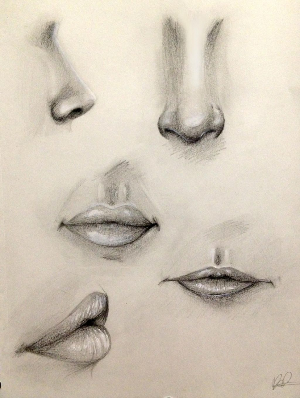 Nose and Lip Practice by Kaspiian on DeviantArt  Lips drawing