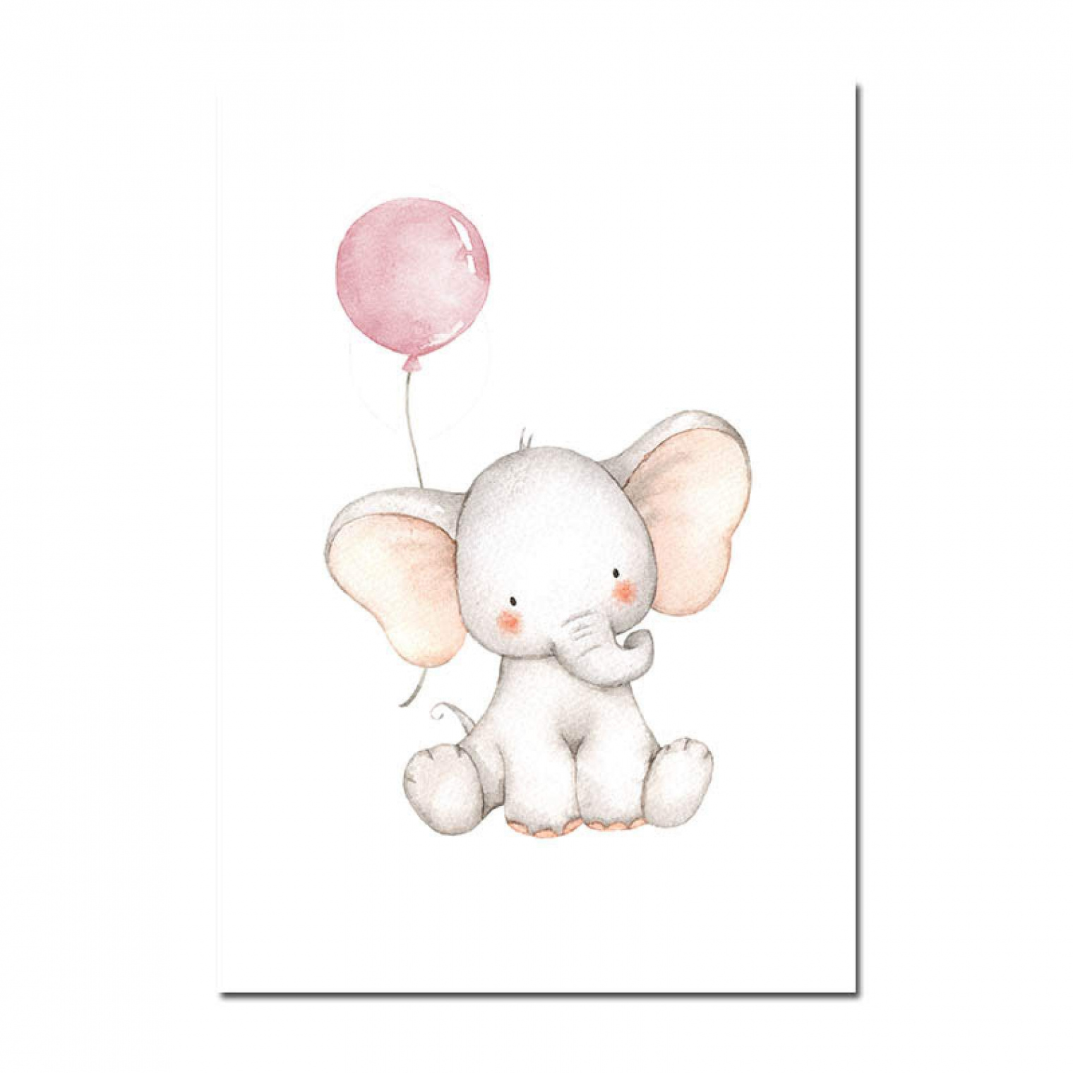 Nursery Wall Art Kids Poster Elephant Balloon Print Canvas