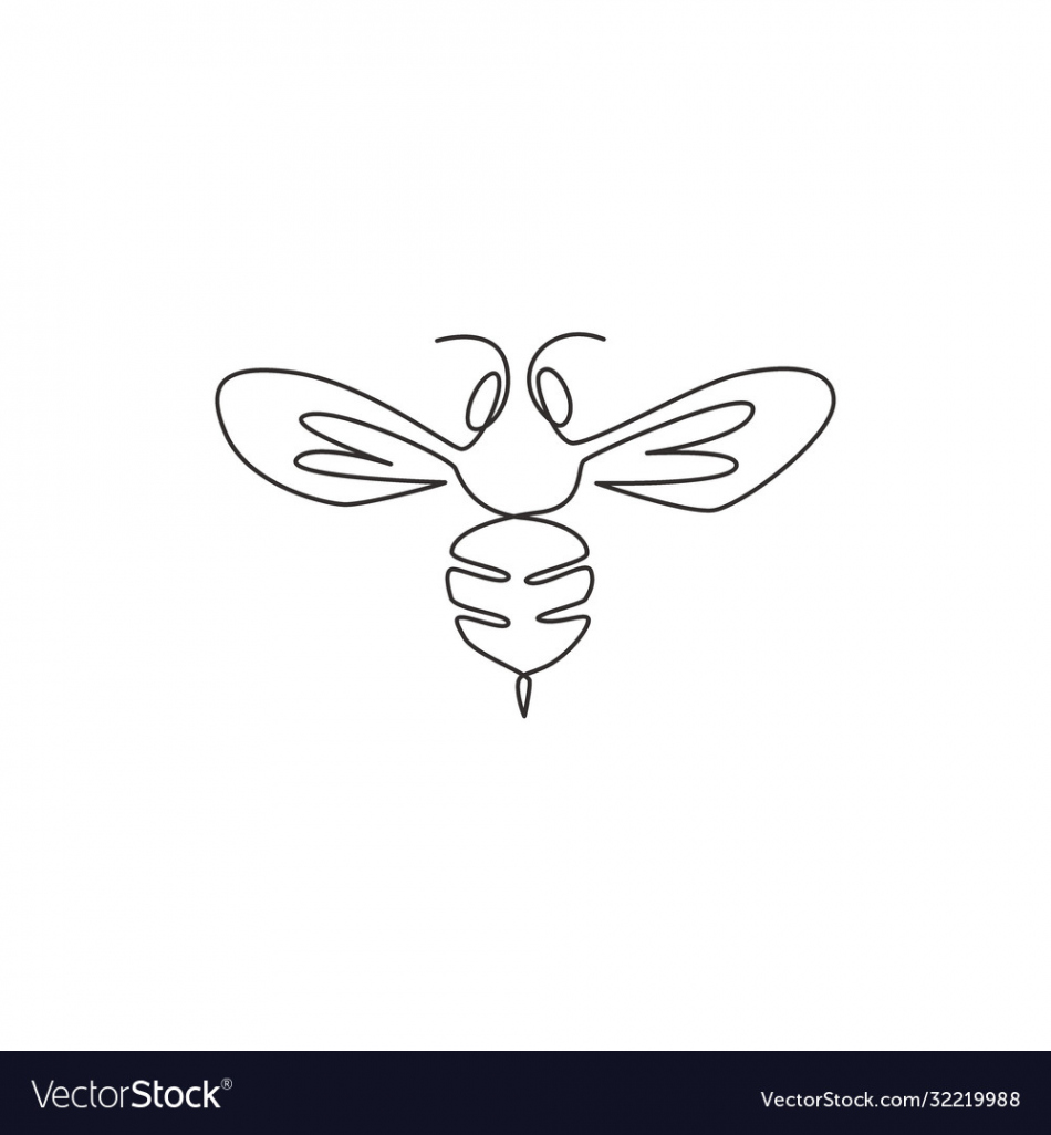 One continuous line drawing elegant bee Royalty Free Vector