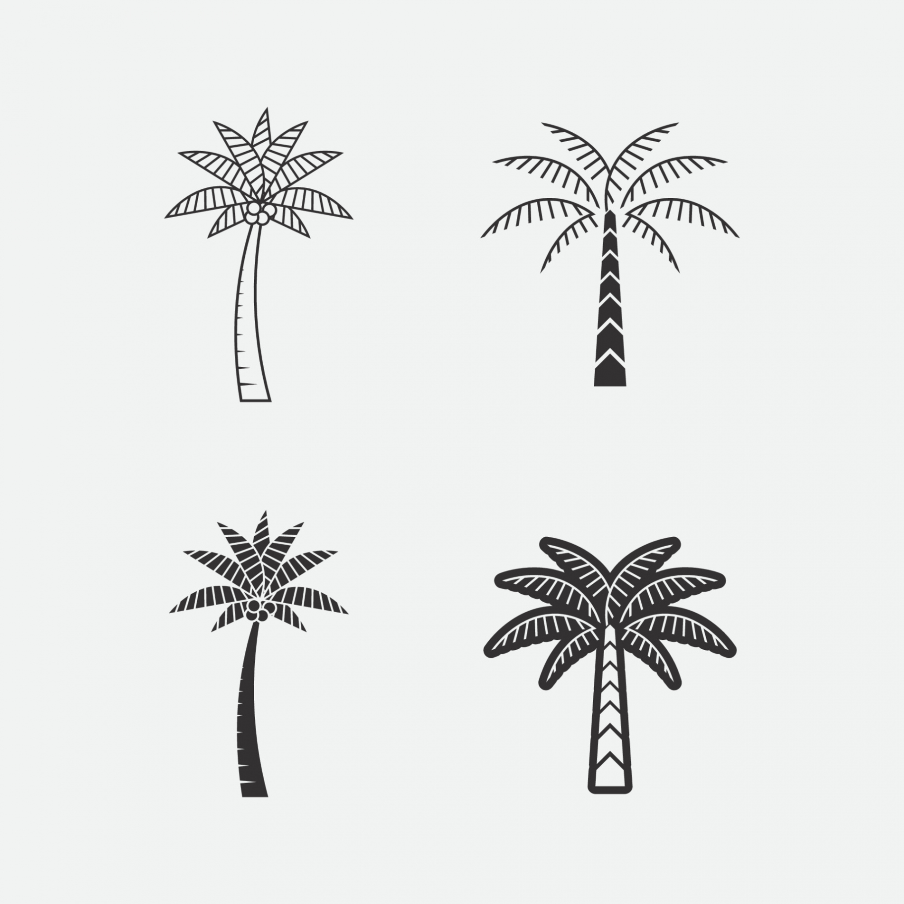 Palm tree summer logo set icon design and template  Vector