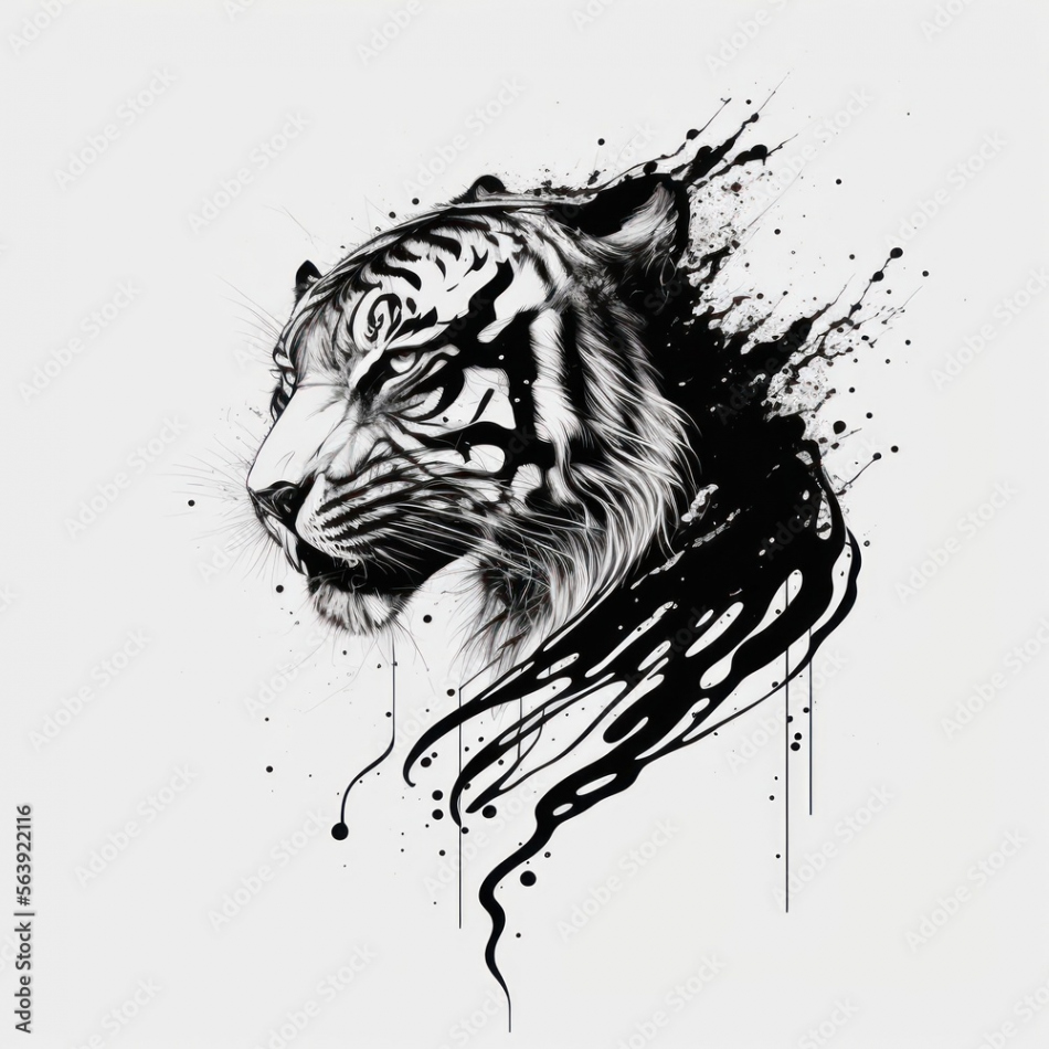 Powerful Minimal Tiger Design Tattoo - A High-Quality Black and