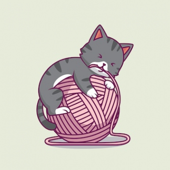 Premium Vector  Cute cat playing yarn ball cartoon illustration