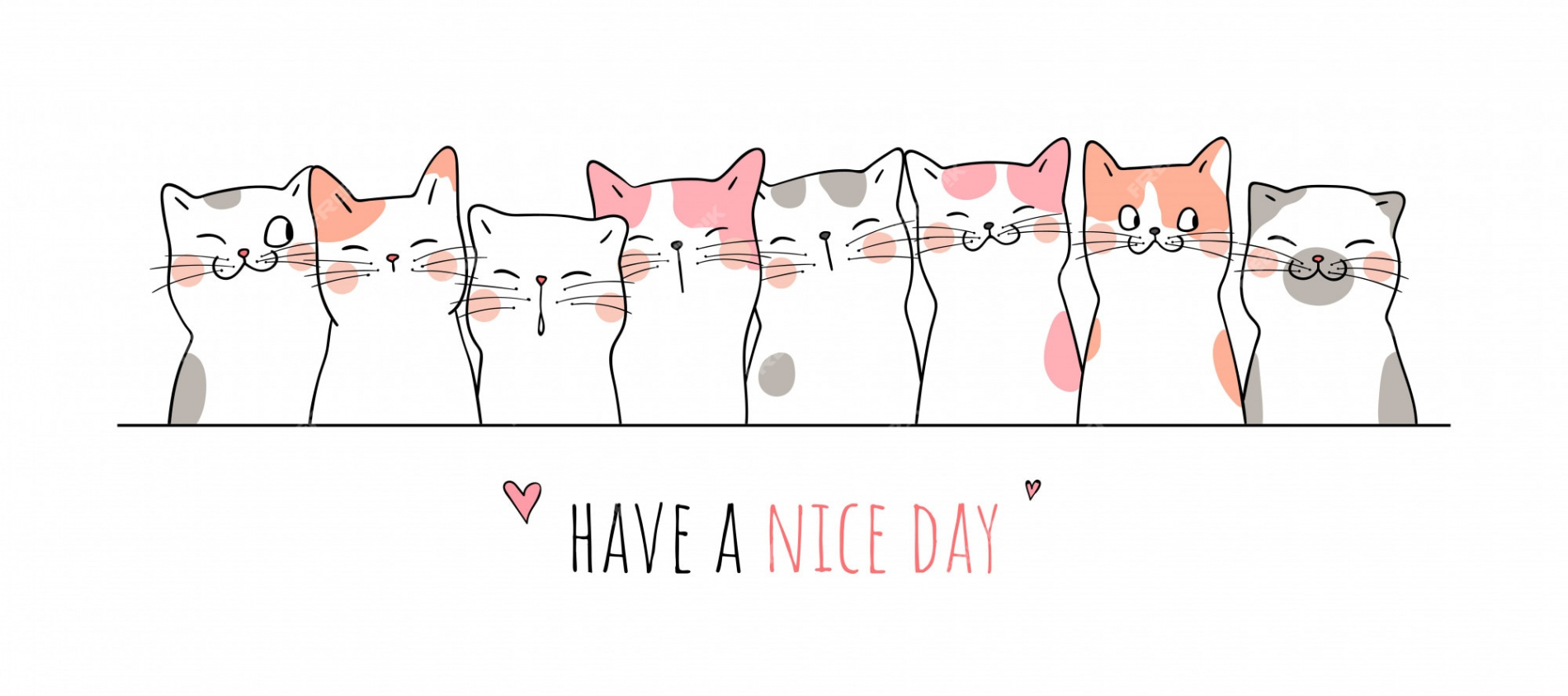 Premium Vector  Draw banner cute cat with word have a nice day.