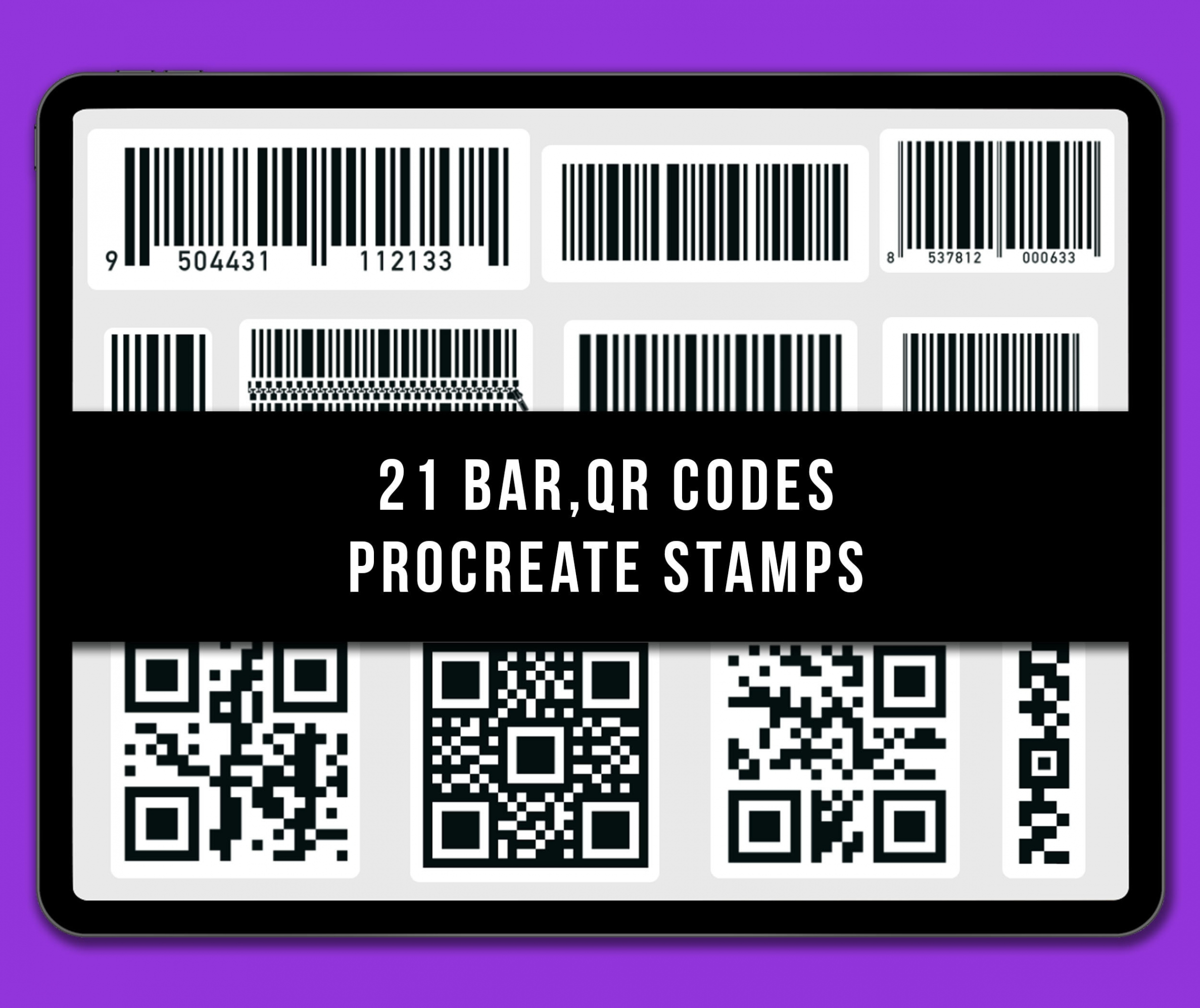 Procreate Bar Code Stamp Brushes, QR Code Stamps - Etsy