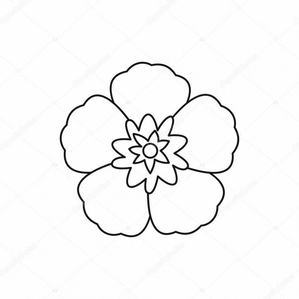 Rose of Sharon, korean flower icon, outline style Stock Vector by