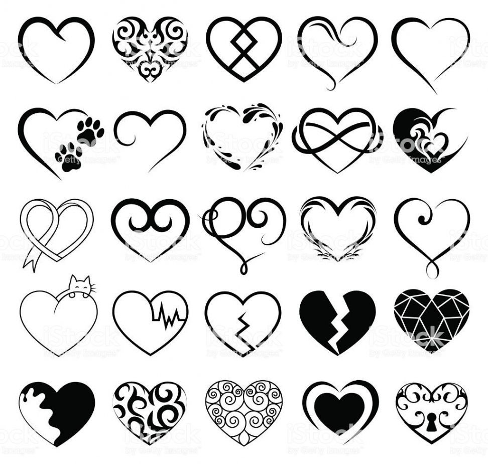 Set of  tattoo hearts image. Vector symbol