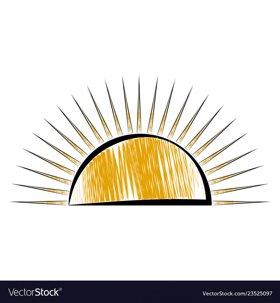 Sketch of a half sun icon Royalty Free Vector Image