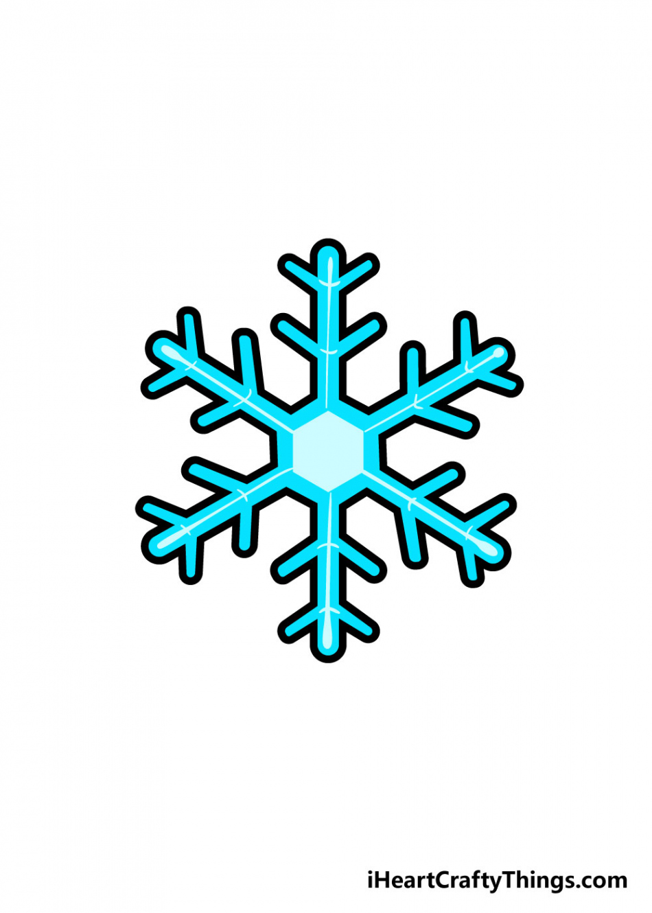 Snowflake Drawing - How To Draw A Snowflake Step By Step!