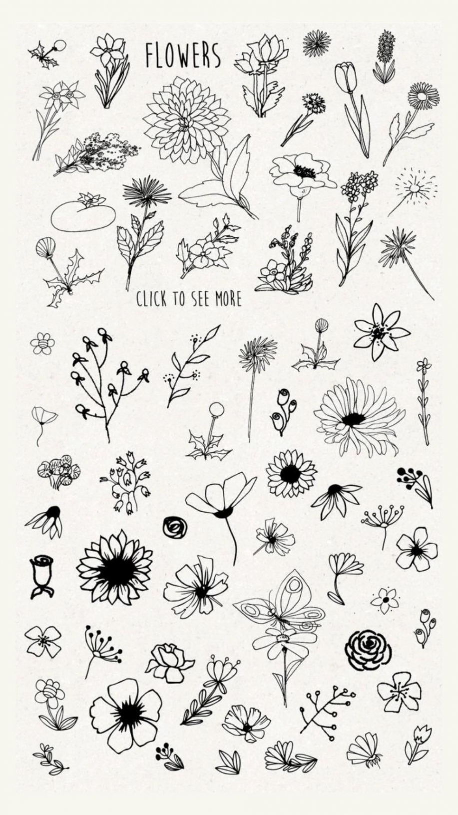 stickers  Flower sketches, Easy flower drawings, Flower drawing