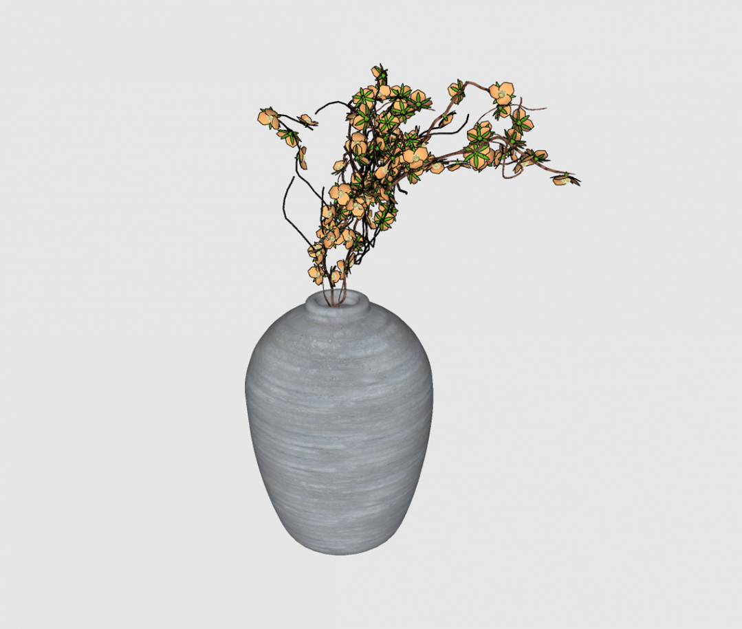 Stone Pot and Wild Flowers