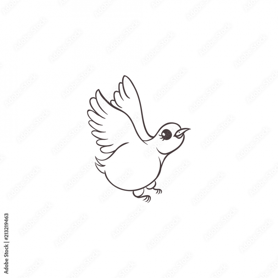 Vector sketch hand drawn sparrow small bird animal flying