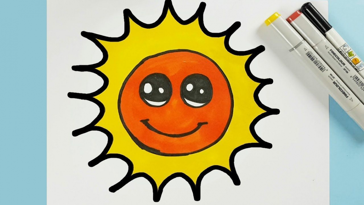 Very Easy to Draw a Cute Cartoon Sun Step by Step and Color for