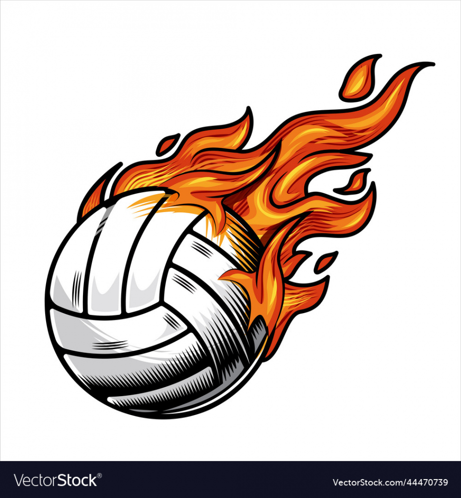 Volleyball on fire Royalty Free Vector Image - VectorStock