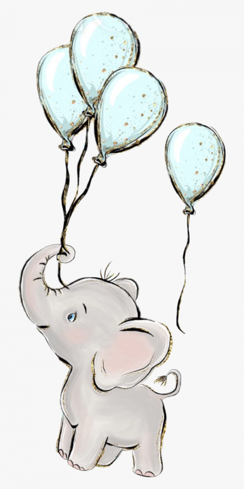 watercolor #elephant #balloons #baby #boy #babyanimals - Elephant