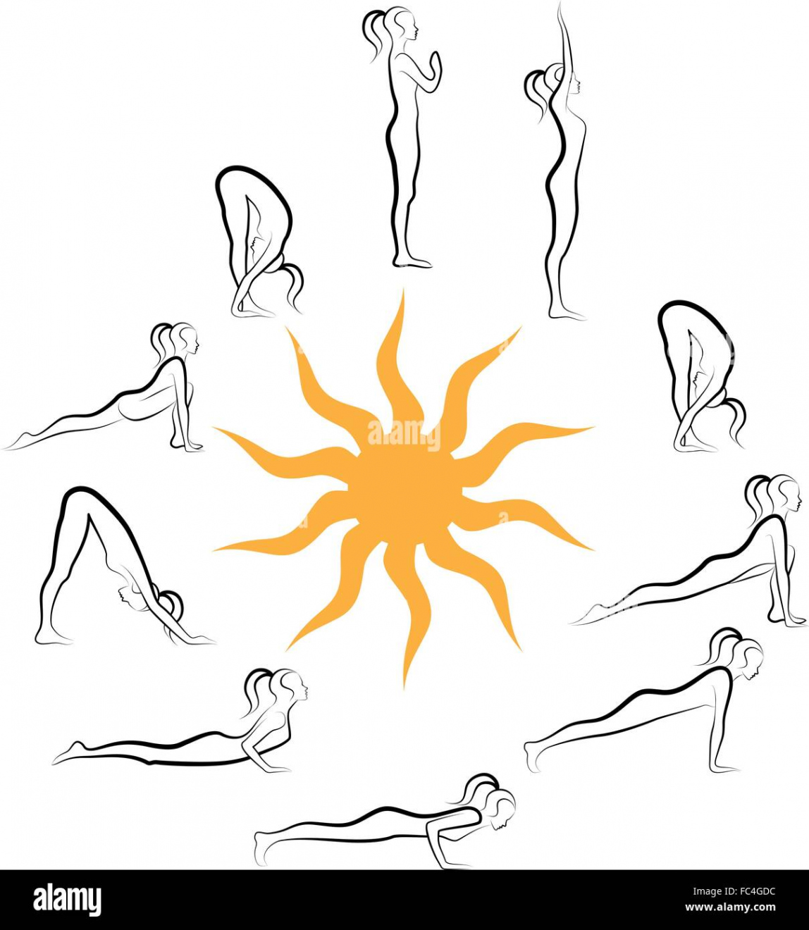 yoga sun salutation, vector set Stock Vector Image & Art - Alamy