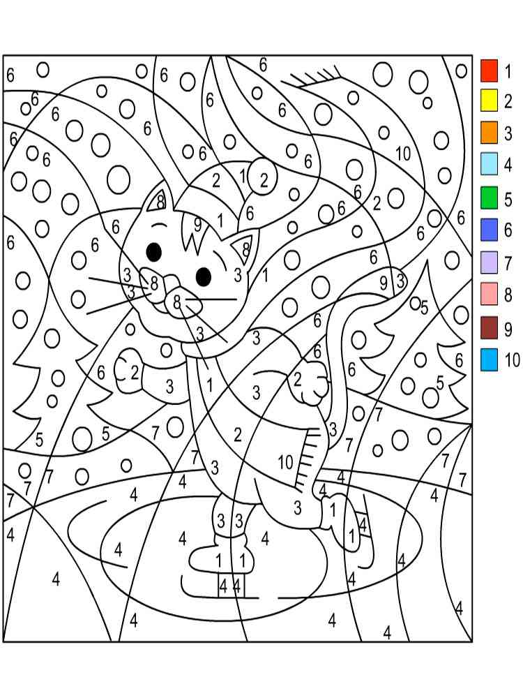 90 Printable Free Coloring By Numbers 2