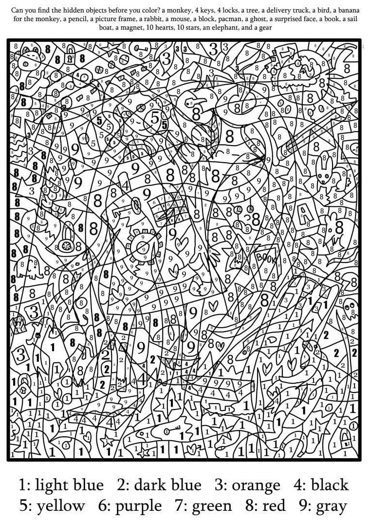 90 Printable Free Coloring By Numbers 28