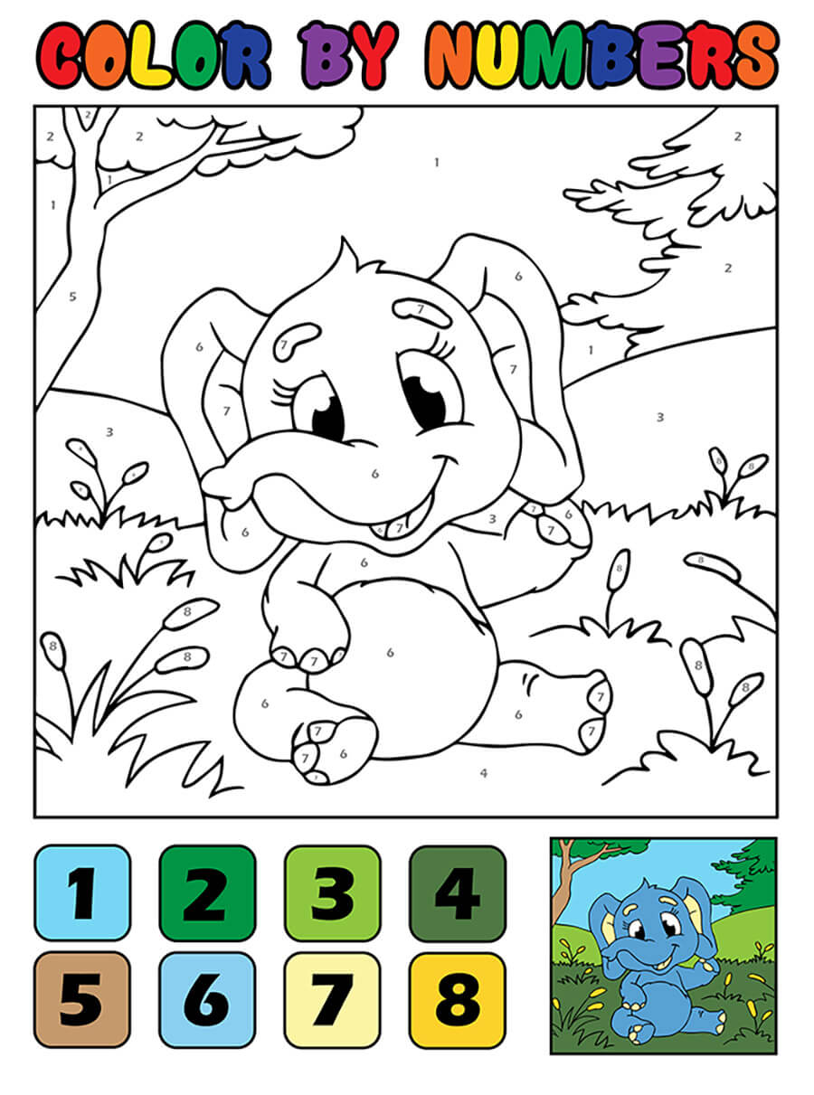 90 Printable Free Coloring By Numbers 45