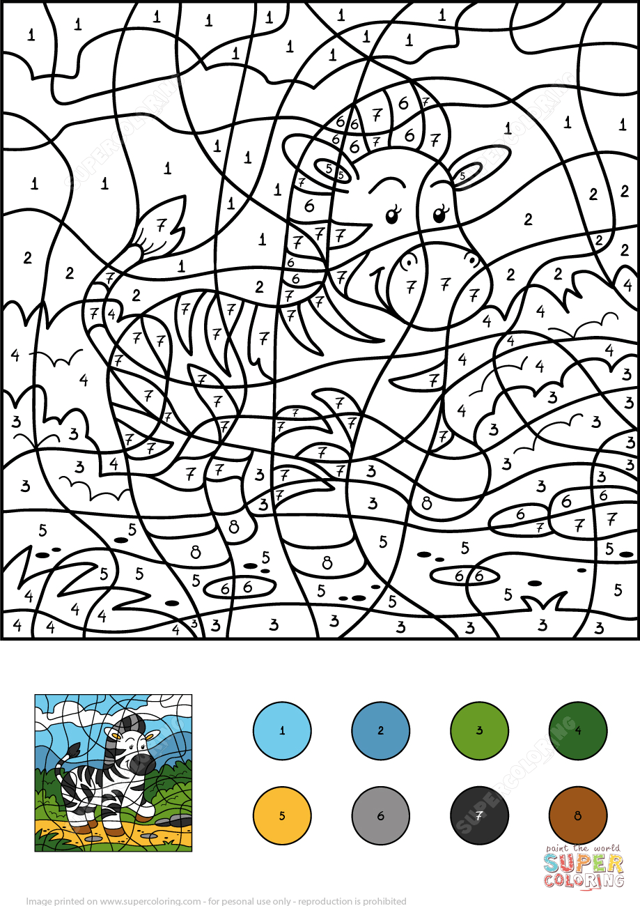 90 Printable Free Coloring By Numbers 61