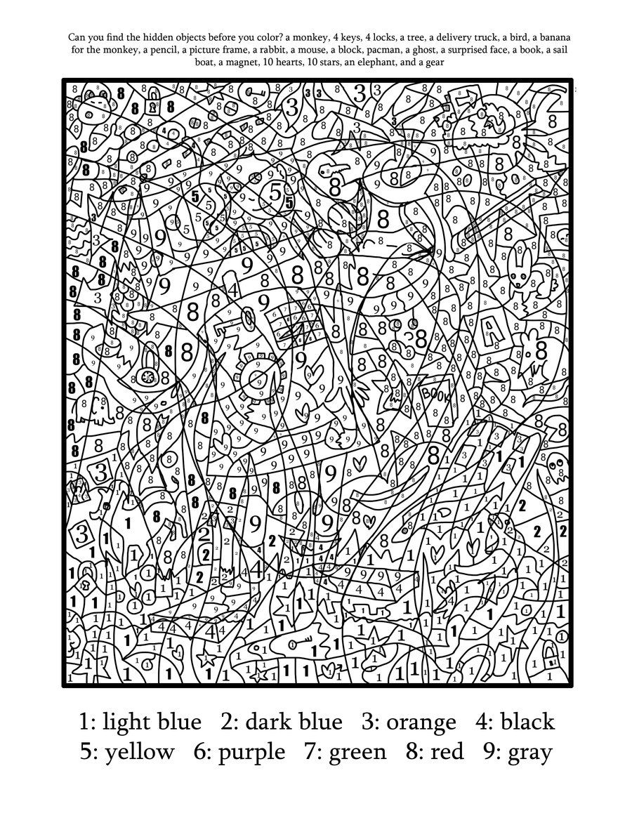 90 Printable Free Coloring By Numbers 80