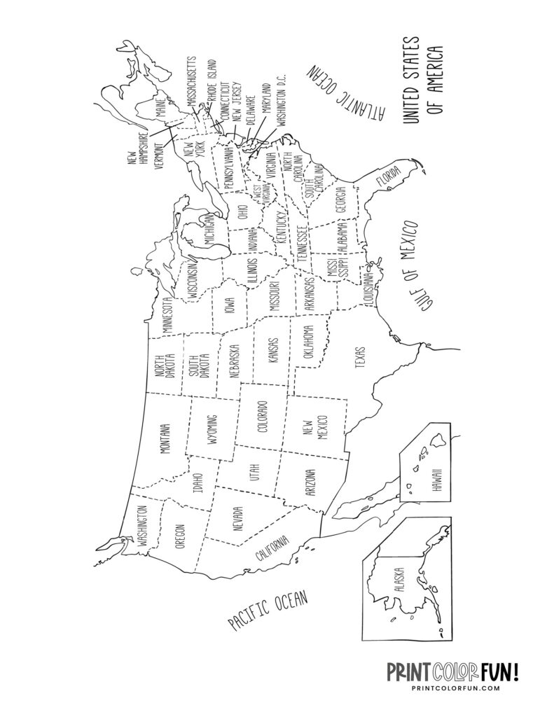 90 Printable Usa Map For Coloring 25