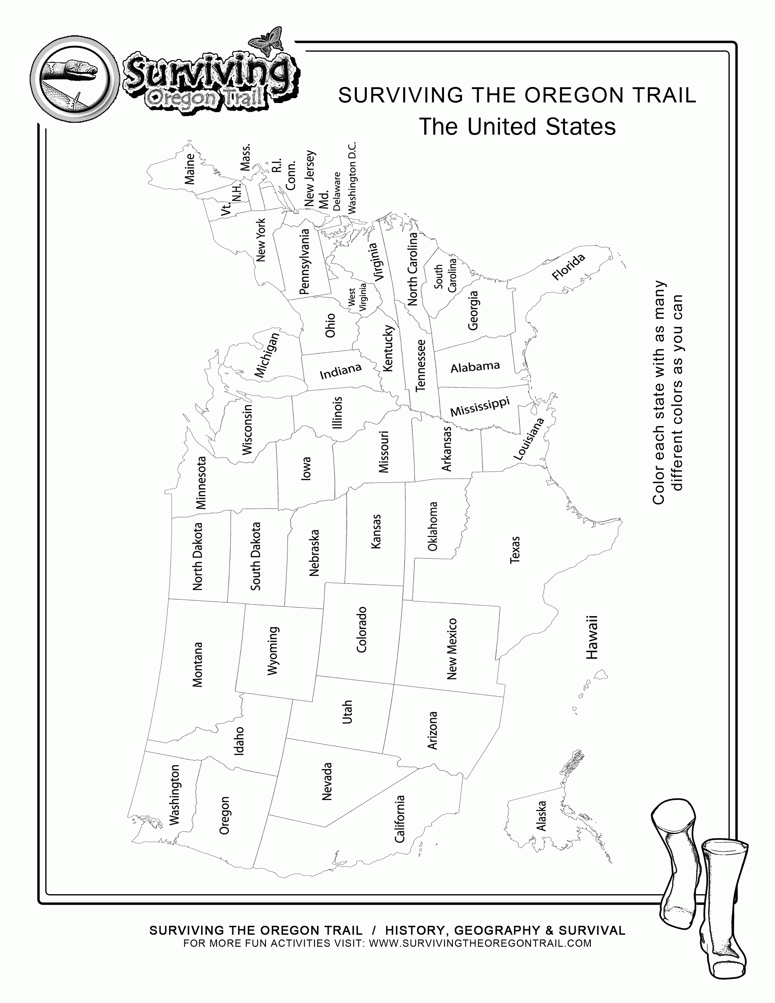 90 Printable Usa Map For Coloring 68