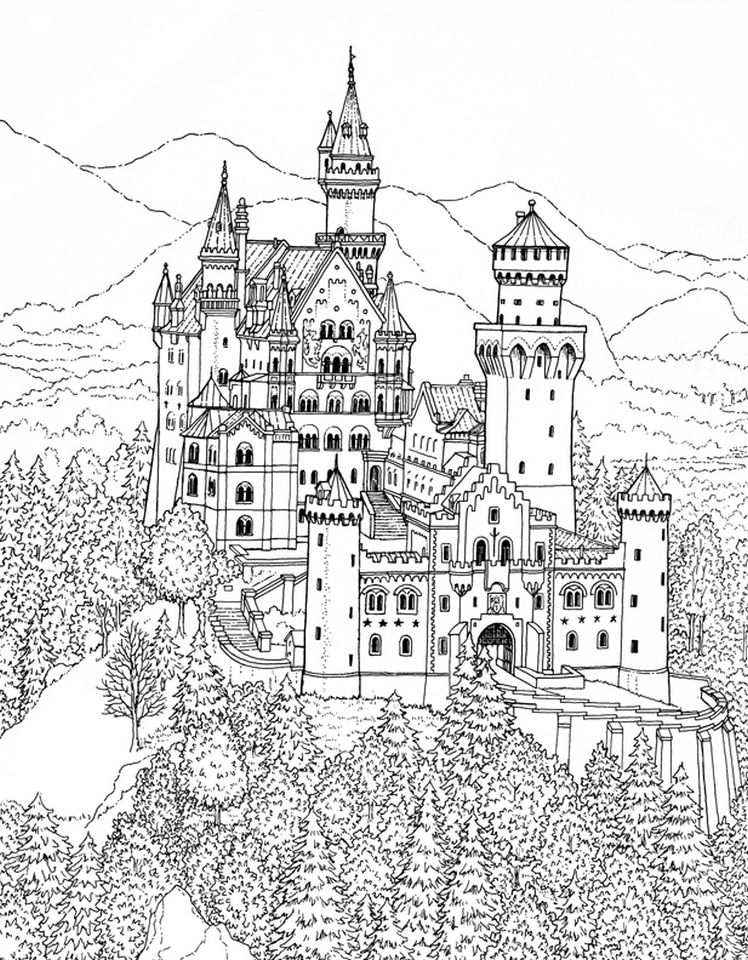 60 Printable Castle Pictures To Color 47