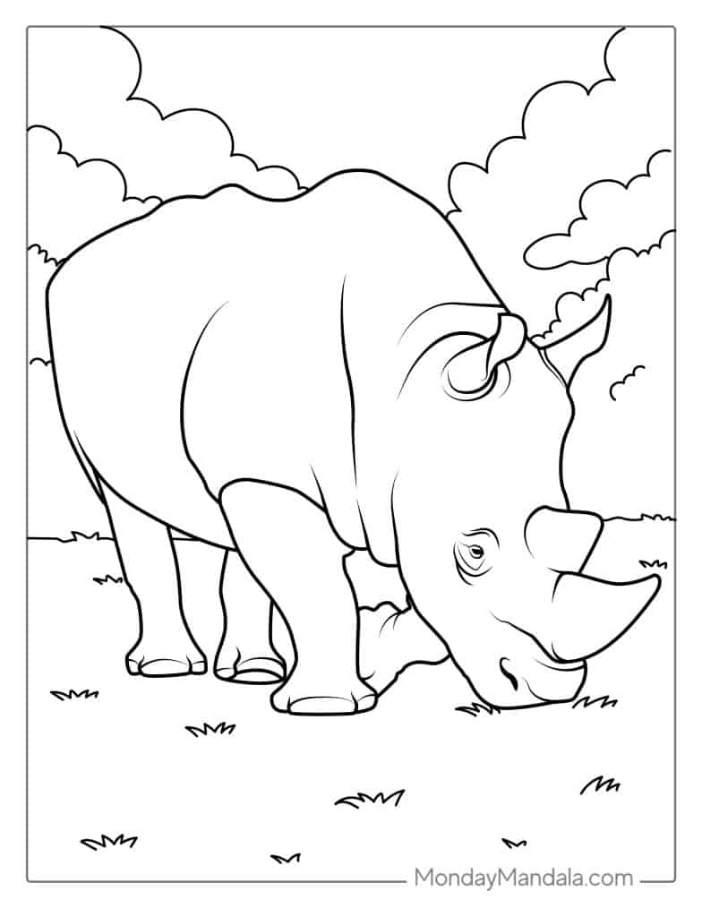 60 Printable Coloring Pages Of Rhinos 14