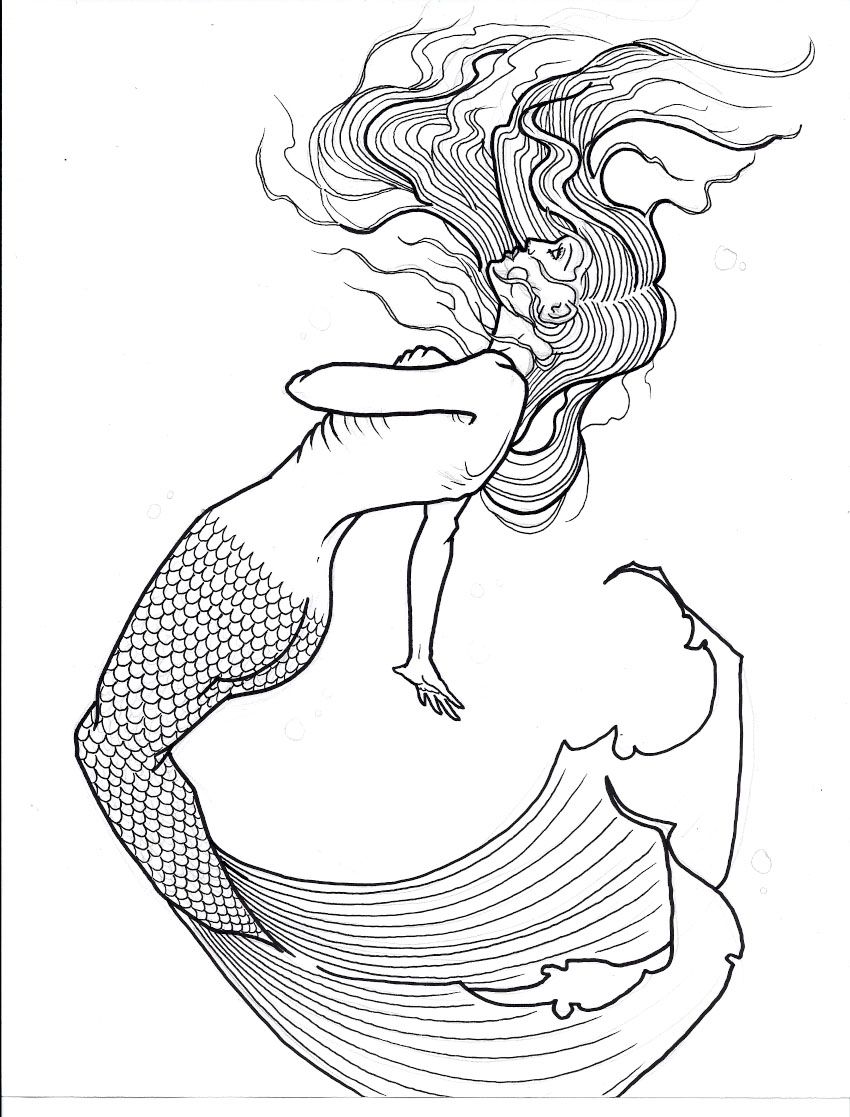 60 Printable Realistic Mermaid Coloring Pages 14