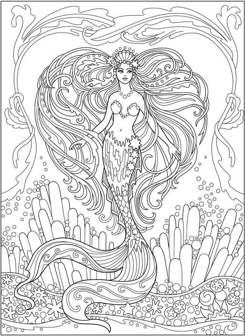 60 Printable Realistic Mermaid Coloring Pages 18