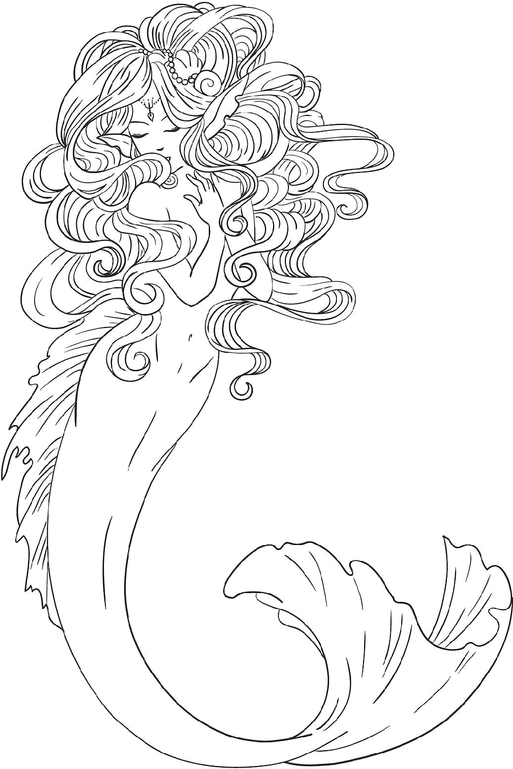 60 Printable Realistic Mermaid Coloring Pages 19