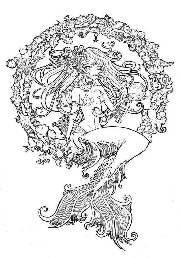 60 Printable Realistic Mermaid Coloring Pages 23